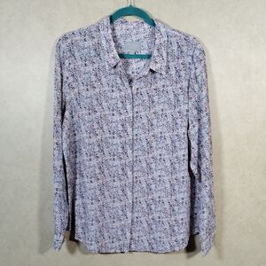 02559 PURE Collection white w/multi polka dot silk blouse 14/16